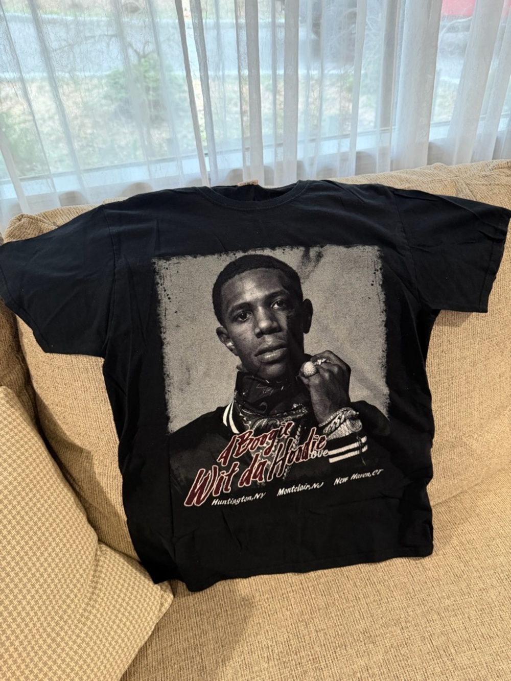 Aboogie Black Graphic Crewneck T-Shirt with Portrait Print